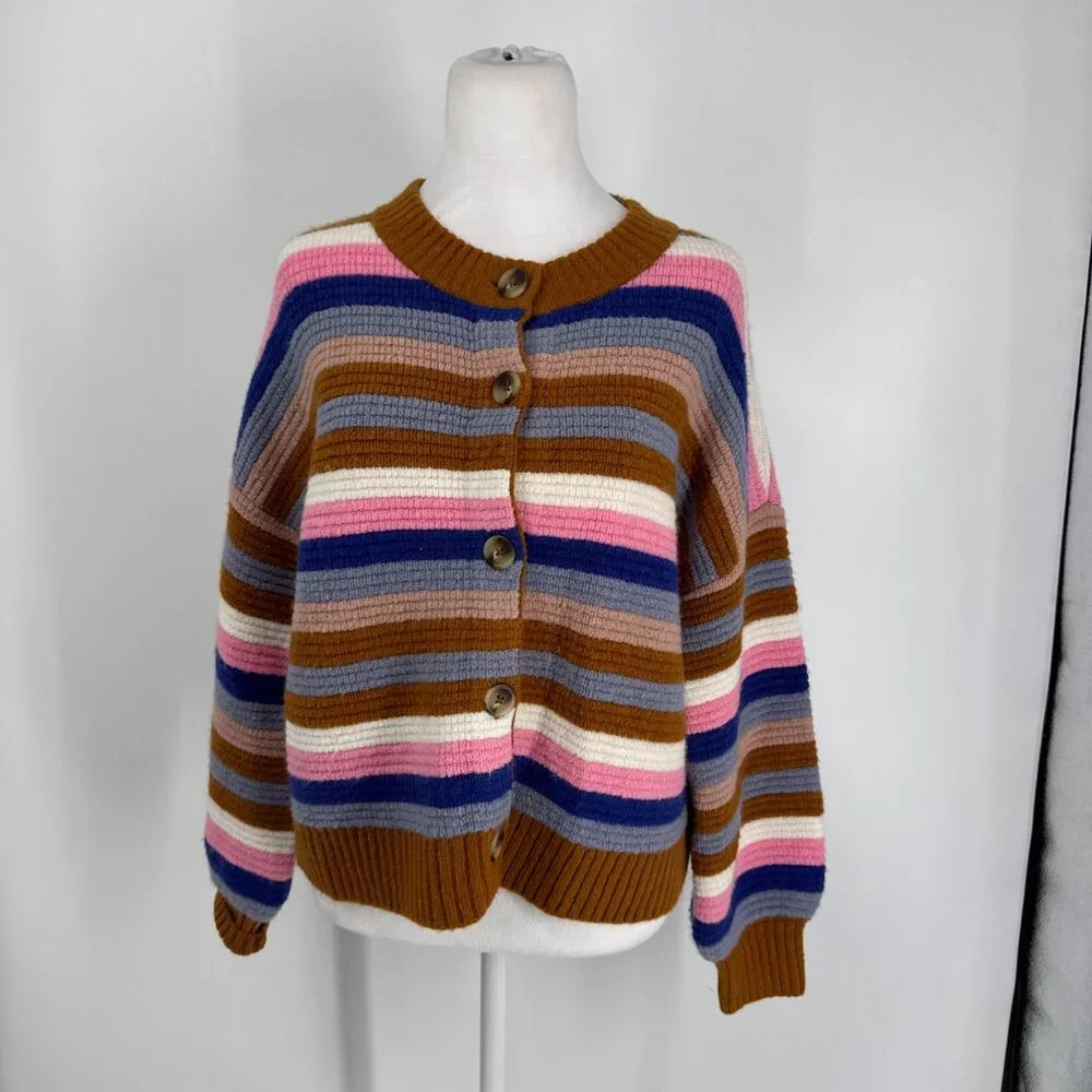 Madewell Striped Springview Sweater Cardigan Size S - Picture 3 of 13
